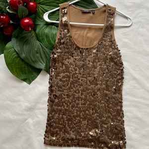 Apt. 9 Scoop Neck Sequin Fabric Tank Top Brown M (Women’s)